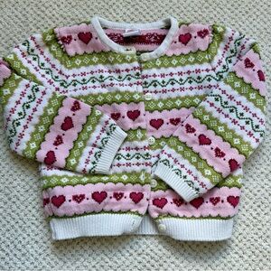 Gymboree Pink and Green Heart Pattern Sweater